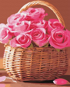 Картина за номерами. Brushme "Кошик рожевих троянд" GX34808, 40х50 см GX34808 фото