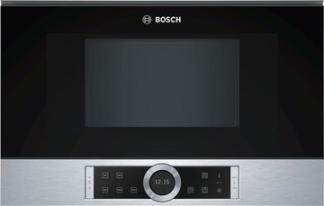 Мікрохвильова піч Bosch вбудовувана, 21л, електр. управл., 900Вт, дисплей, інвертор, нерж BFR634GS1 фото