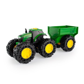 Іграшковий трактор John Deere Kids Monster Treads із причепом і великими колесами (47353) 47353 фото