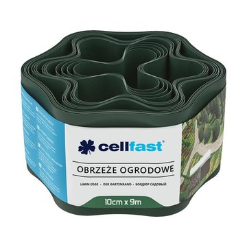 Стрічка газонна Cellfast, бордюрна, хвиляста, 10смх9м, темно-зелений 30-021H фото