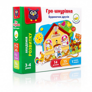 Гра-шнурівка з липучками "Будиночок друзів" (укр) (VT5303-09) VT5303-09 фото