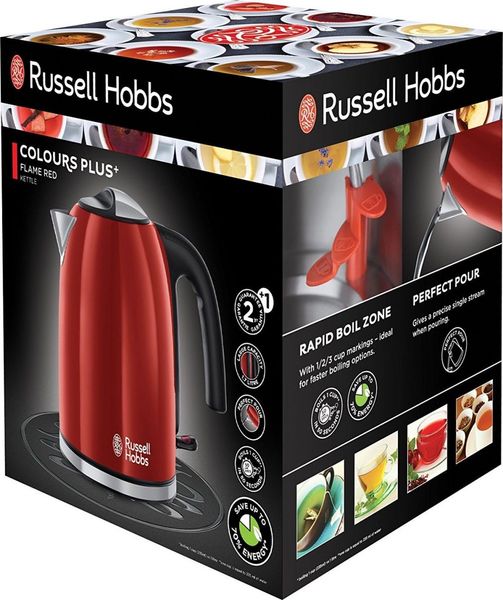 Електрочайник Russell Hobbs Colours Plus, 1.7л, метал , червоно-чорний (20412-70) 20412-70 фото