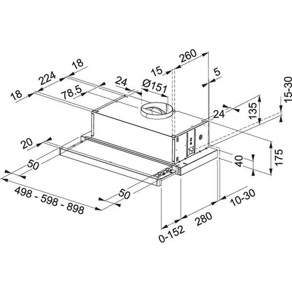 Витяжка Franke телескопічна Flexa, 50см, 518м3ч, FTC532LGRXS, нерж (315.0547.794) 315.0547.794 фото