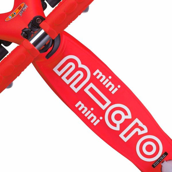 Самокат MICRO серии "Mini Deluxe" - КРАСНЫЙ (до 50 kg, 3-х колесный, LED) MMD052 MMD075 фото