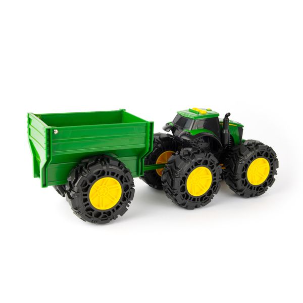 Іграшковий трактор John Deere Kids Monster Treads із причепом і великими колесами (47353) 47353 фото