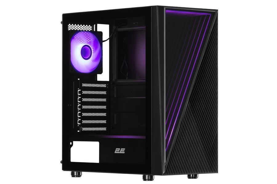 Корпус 2E Gaming Infinity G205А, без БП, 2xUSB 3.0, 1xUSB Type-C, 1x120mm ARGB, 2x120mm, ARGB strip, TG Side Panel, ATX, черный (2E-G205A) 2E-G205A фото
