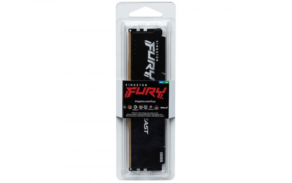 Пам'ять ПК Kingston DDR5 16GB 6000 FURY Beast Black (KF560C40BB-16) KF560C40BB-16 фото