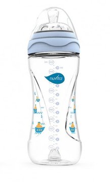 Пляшка для годування Nuvita Mimic 330 мл 4м+ Антиколікова, блакитна NV6050Blue