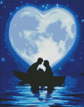 Алмазна мозаїка "Поцілунок під місяцем" Ідейка 40х50 см (AMO7234) AMO7234 фото