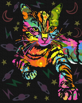 Картина за номерами. Brushme "Неонова кішка" Картина за номерами. Brushme "Неонова кішка" (GX39229) GX39229 фото