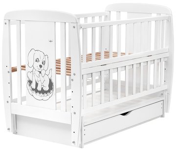 Кровать Babyroom Собачка маятник, ящик, откидной бок DSMYO-3 бук белый (625292) BR-625292 фото