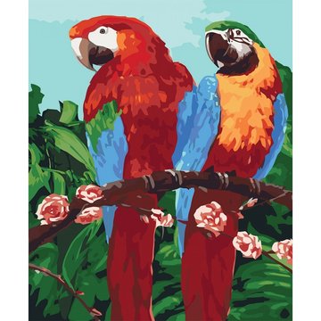 Картина за номерами. Тварини, птахи "Королівські папуги" , 40х50 см (KHO4051) KHO4051 фото