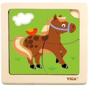 Деревянный мини-пазл Viga Toys Лошадка, 4 эл. (51312) 51312 фото