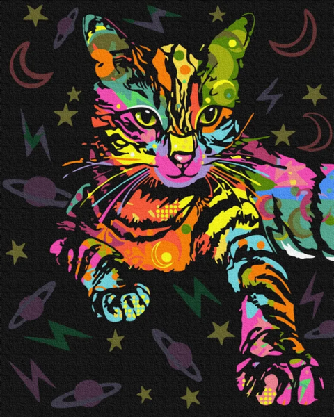 Картина по номерам. Brushme "Неоновая кошка" Картина по номерам. Brushme "Неоновая кошка" (GX39229) GX39229 фото