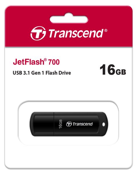 Накопичувач Transcend 16GB USB 3.1 Type-A JetFlash 700 Black (TS16GJF700) TS16GJF700 фото