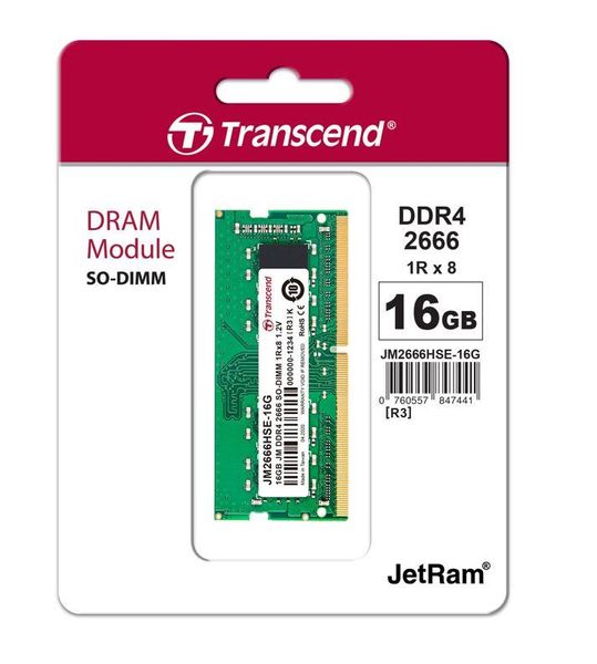 Память ноутбука Transcend DDR4 16GB 2666 (JM2666HSE-16G) JM2666HSE-16G фото