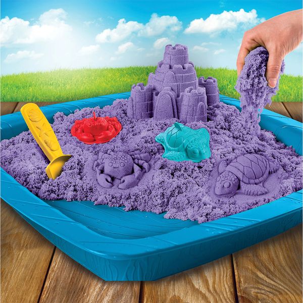 Набор песка для детского творчества - KINETIC SAND ЗАМОК ИЗ ПЕСКА (фиолетовый,454 г,формочки,лоток) 71402 фото