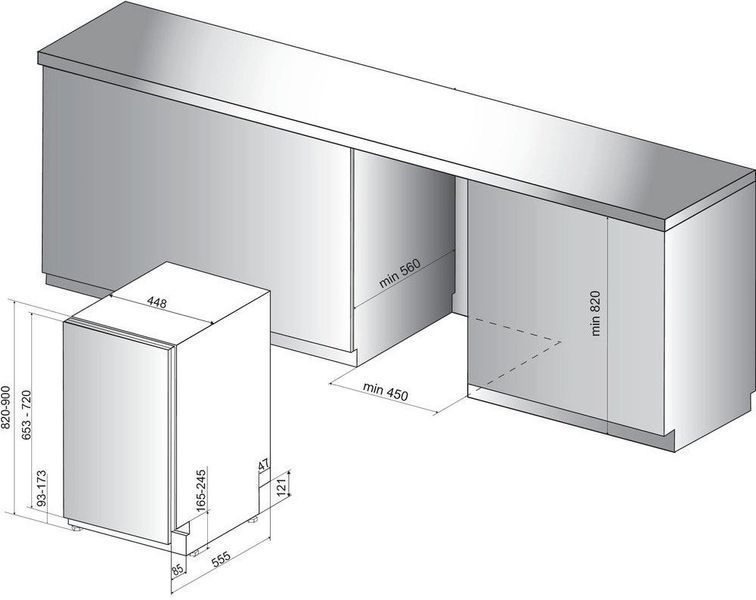 Посудомийна машина Hotpoint вбудовувана, 10компл., A++, 45см, дисплей, 3й кошик, білий (HSIO3O23WFE) HSIO3O23WFE фото