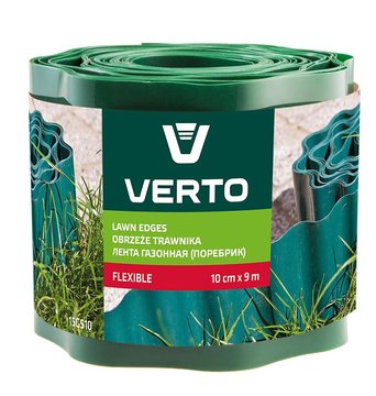Стрічка газонна Verto, бордюрна, хвиляста, 10смх9м, зелений 15G510 фото