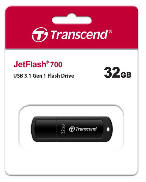 Накопичувач Transcend 32GB USB 3.1 Type-A JetFlash 700 Black (TS32GJF700) TS32GJF700 фото