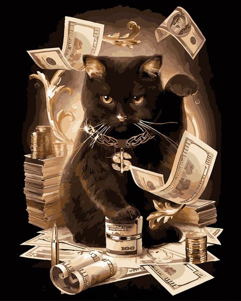 Картина по номерам. Brushme "Денежный кот" , 40х50 см Картина по номерам. Brashme "Денежный кот" (GX8911) GX8911 фото