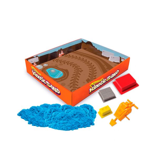 Пісок для дитячої творчості - KINETIC SAND CONSTRUCTION ZONE (блакитний, формочки, 283 г) 71417-2 фото