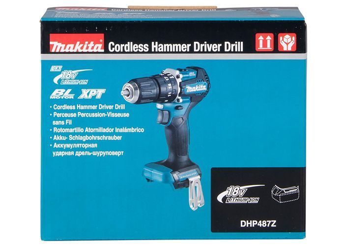 Шурупокрут-дриль акумуляторний Makita , 18В, 25/40Нм, 0-500/0-1700об/хв, 1.4кг, без АКБ і ЗП (DHP487Z) DHP487Z фото