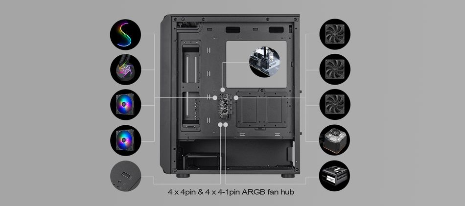 Корпус SilverStone FARA , без БЖ, 2xUSB3.0, 3x120mm ARGB fan, TG Side Panel, ARGB light strip, ATX, Black (SST-FA511Z-BG) SST-FA511Z-BG фото