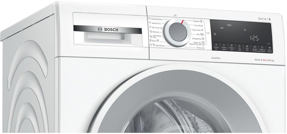 Прально-сушильна машина Bosch фронтальна, 9(6)кг, 1400, A, 60см, дисплей, білий (WNA14400ME) WNA14400ME фото