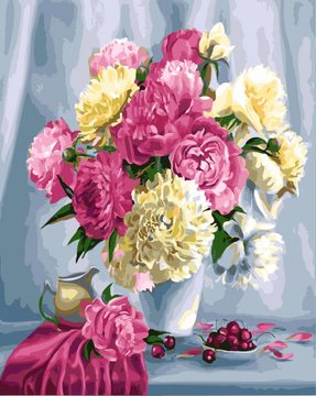 Картина по номерам. Rainbow Art "Розовые пионы и вишни" GX26464-RA GX26464-RA фото