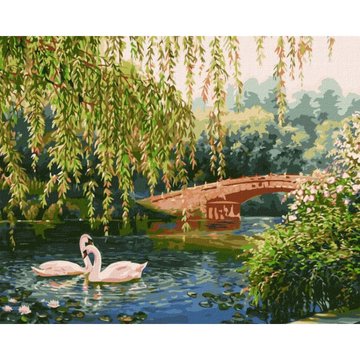 Картина за номерами "Лебеді на озері" ©Сергій Лобач Ідейка KHO4359 40х50 см KHO4359 фото