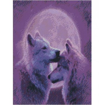 Алмазна мозаїка "Вовки в місячному сяйві" Strateg 30х40 см (HX408) HX408 фото