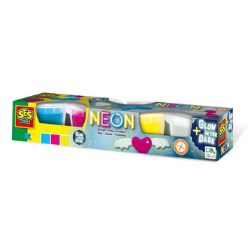 Незасихаюча маса для ліплення - НЕОН (4 кольори, у пластикових баночках)