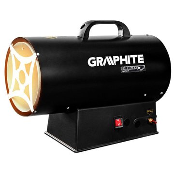 Теплова гармата газова GRAPHITE, акумуляторна 18В, 30кВт, 200м кв, 500м куб/год, IP24, чорний - Уцінка 58GE101 фото