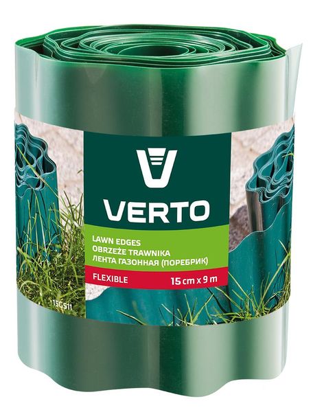 Стрічка газонна Verto, бордюрна, хвиляста, 15смх9м, зелений 15G511 фото