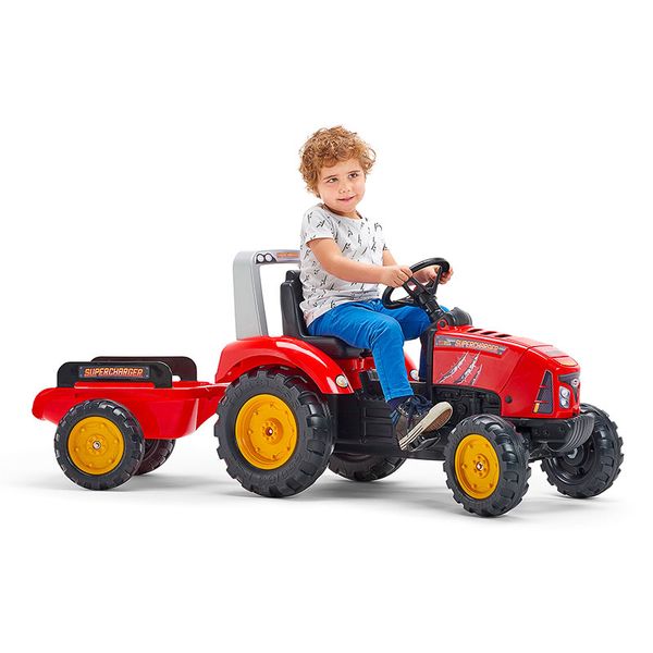 Дитячий трактор на педалях з причепом Falk (колір - червоний) (2020AB) 2020AB фото