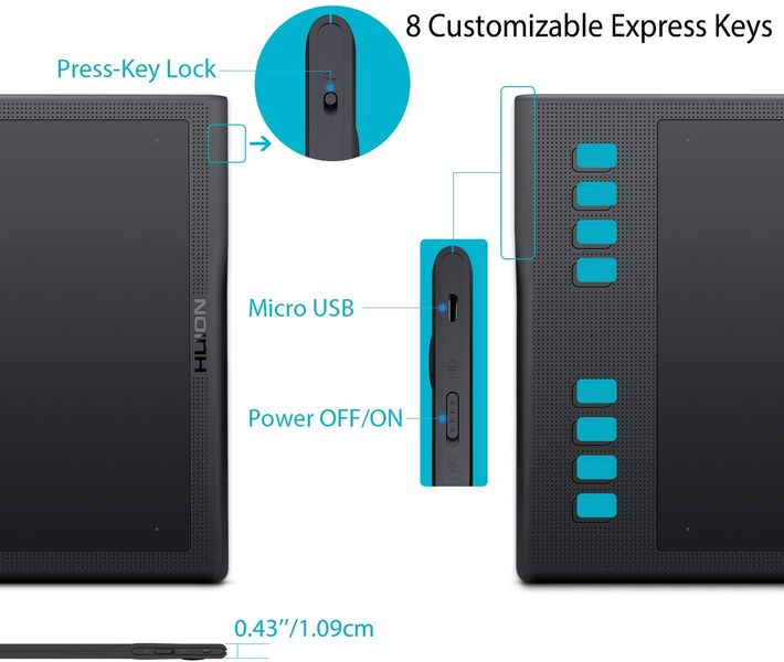 Графічний планшет Huion 13.8"x8.6" WH1409 V2 USB-C,чорний WH1409V2_HUION фото