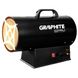Теплова гармата газова GRAPHITE, акумуляторна 18В, 30кВт, 200м кв, 500м куб/год, IP24, чорний - Уцінка