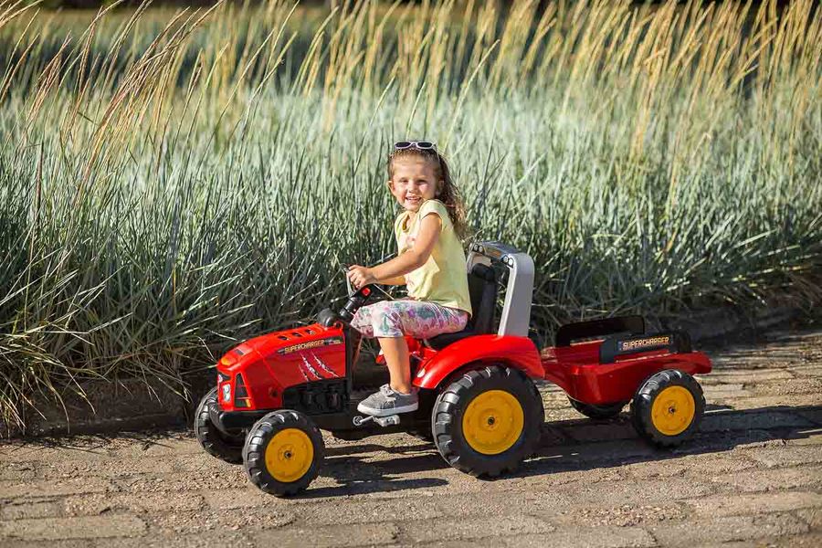 Дитячий трактор на педалях з причепом Falk (колір - червоний) (2020AB) 2020AB фото