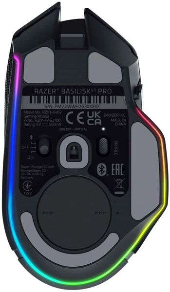 Миша Razer Basilisk V3 Pro, RGB, USB-A/WL/BT, чорний RZ01-04620100-R3G1 фото