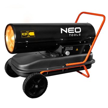 Теплова гармата дизель/гас Neo Tools, 30кВт, 750м куб./г, прямого нагріву, бак 34л, витрата палива 2.8л/г, IPX4, колеса (90-081) 90-081 фото