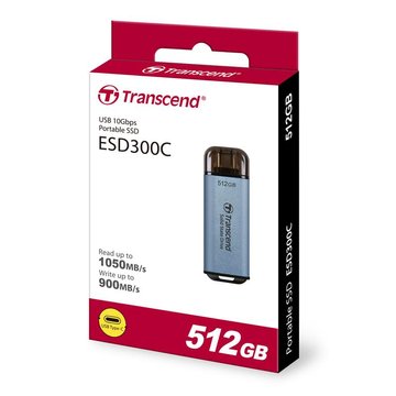 Портативний SSD Transcend 512GB USB 3.1 Gen 2 Type-C ESD300 Blue (TS512GESD300C) TS512GESD300C фото