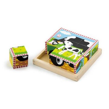 Дерев'яні кубики-пазл Viga Toys Ферма (59789) 59789 фото