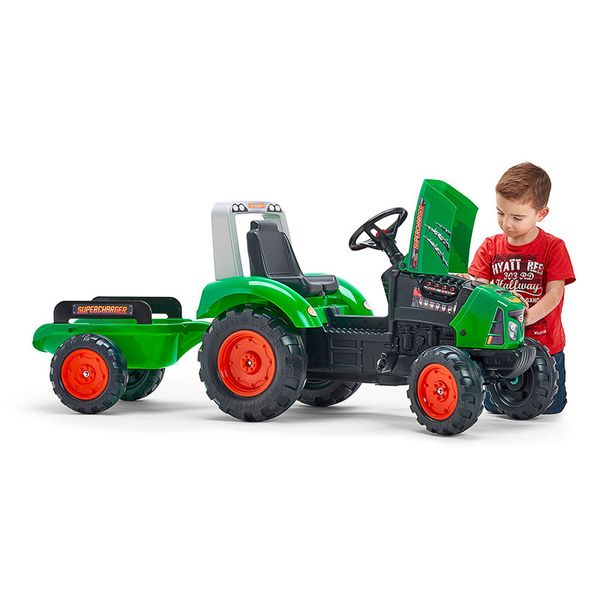Дитячий трактор на педалях з причепом Falk (колір - зелений) (2021AB) 2021AB фото