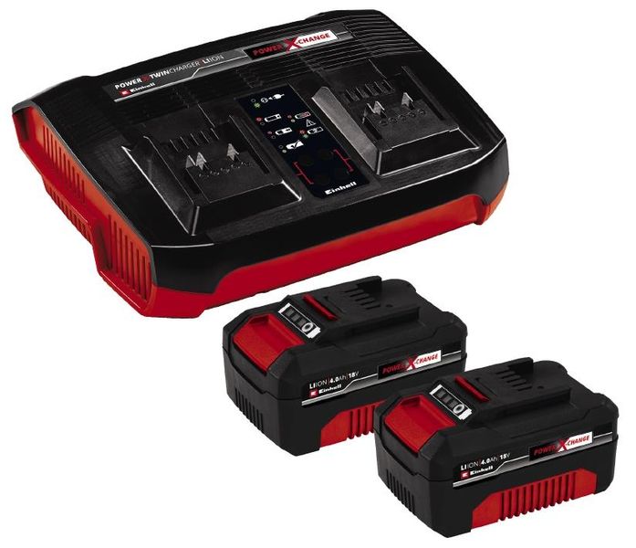 Набір акумуляторів + зарядний пристрій Einhell 18V 2x4.0Ah Twincharger Kit, PXC, 2.2 кг (4512112) 4512112 фото