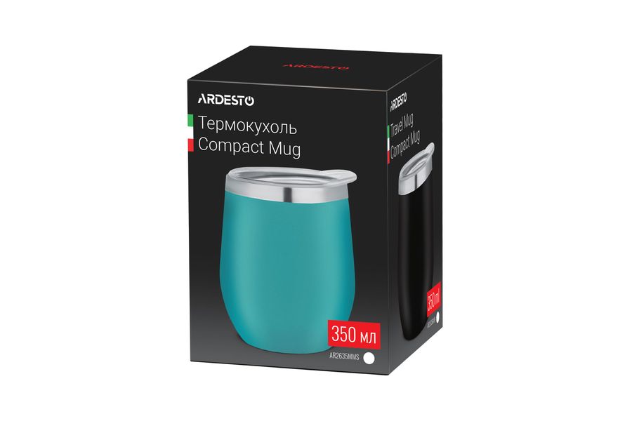 Термокружка Ardesto Compact Mug 350 мл, нержавеющая сталь, голубой AR2635MMS AR2635MM фото