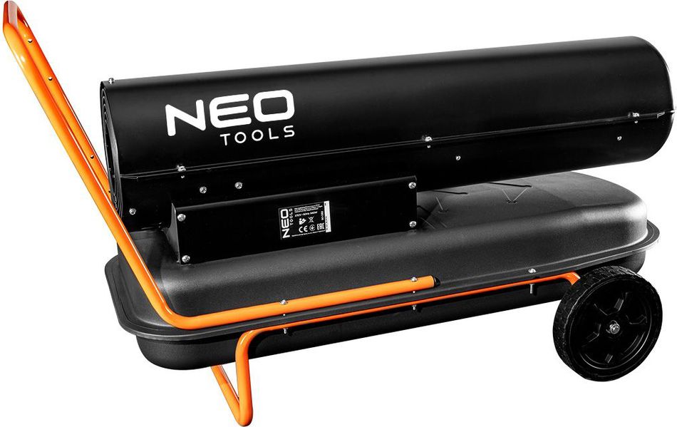 Теплова гармата дизель/гас Neo Tools, 50кВт, 1100м куб./г, прямого нагріву, бак 50л, витрата 4.7л/г, IPX4, колеса - Уцінка 90-082 фото
