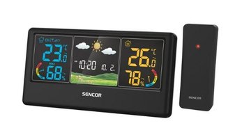 Метеостанція Sencor, внутр/зовн вимірювання, темп-ра, вологість, час, прогноз погоди, чорний SWS4100B фото