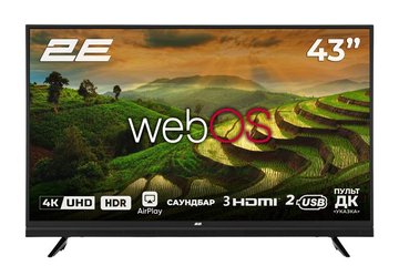 Телевизор 43" 2E LED 4K 50Hz Smart WebOS Black soundbar - Уцінка 2E-43A06LW фото