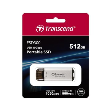 Портативний SSD Transcend 512GB USB 3.1 Gen 2 Type-C ESD300 Silver (TS512GESD300S) TS512GESD300S фото